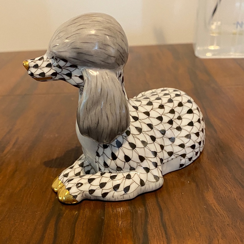 Herend Black and Gold Porcelain Poodle - Picture 2 of 8